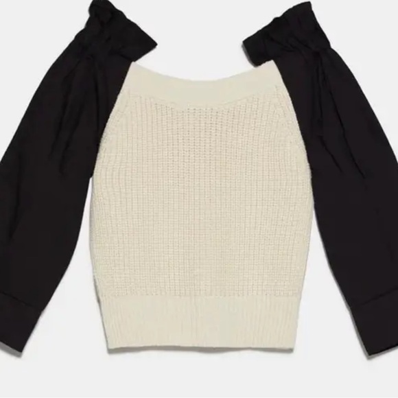 Elegant ZARA Cream and Black Women's Sweater - Picture 1 of 4